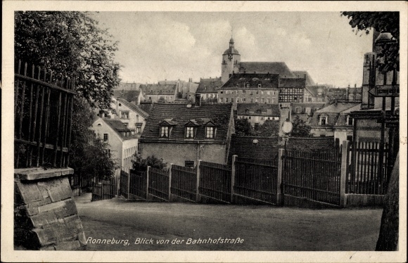 Postcard Ronneburg in Thuringia, view from Bahnhofstrasse