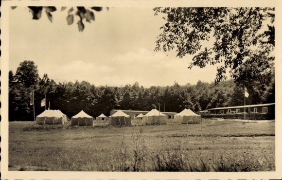 Postcard Eckardtshausen Gerstungen in Thuringia, Wilhelmsthal Castle near Eisenach, tent camp with several