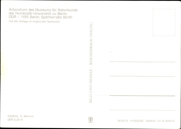 Postcard Berlin Treptow Baumschulenweg, Arboretum Späthstraße, Museum of Natural History, Humboldt University