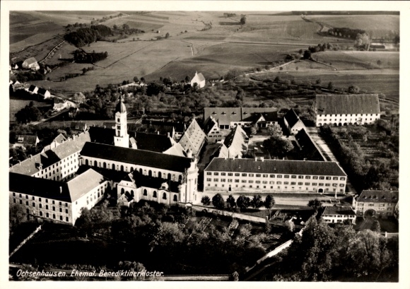 Postcard Ochsenhausen in Württemberg, aerial photograph
