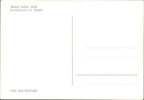 Postcard Georg Leber, Federal Minister of Transport