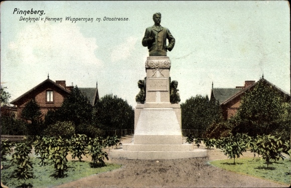 Ak Pinneberg in Schleswig Holstein, Denkmal von Herman Wupperman mit Ottostraße