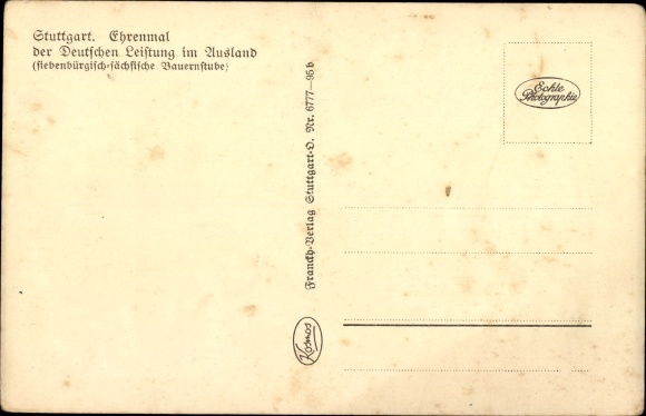 PC Stuttgart am Neckar, memorial d. German performance abroad, Transylvanian Saxon farmhouse parlour