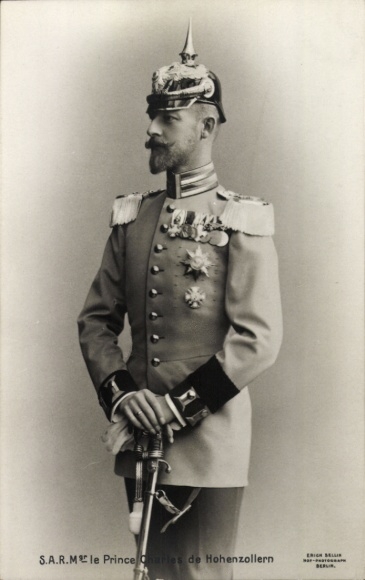 Postcard Prince Charles de Hohenzollern, Sigmaringen, nobility Belgium, Pickelhaube