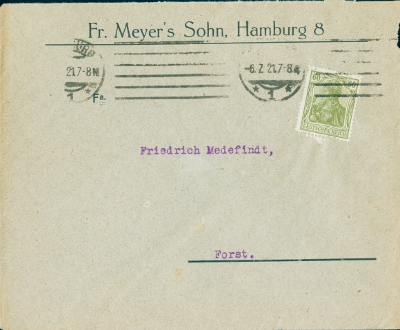 Briefumschlag Fr. Meyer's Sohn, Hamburg 8