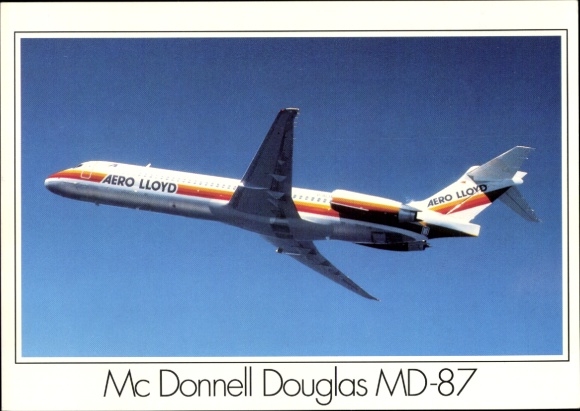 Postcard passenger aircraft Aero Lloyd, Mc Donnell Douglas MD 87