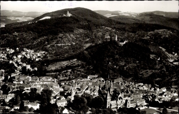 Postcard Weinheim an der Bergstraße Baden, Wachenburg, WSC Weinheimer Senioren-Convent, aerial photograph
