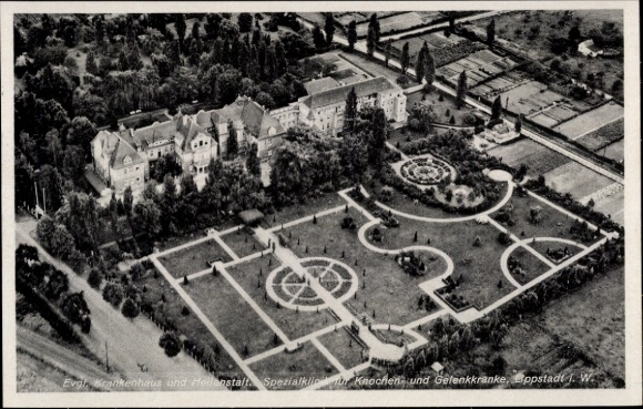 Postcard Lippstadt in Westphalia, Evangelical Hospital, aerial photograph