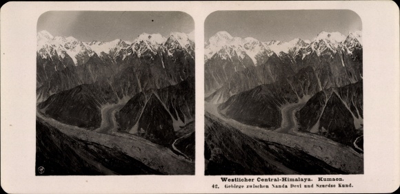 Stereo photo India, West Central Himalayas, Kumaon, Mountains, Nanda Devi