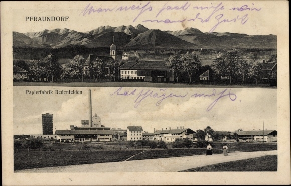 PC Pfraundorf Kinding in Upper Bavaria, panorama, Redenfelden paper factory
