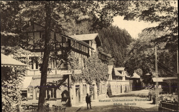 Ak Lichtenhain Sebnitz Sächsische Schweiz, Restaurant Lichtenhainer Wasserfall