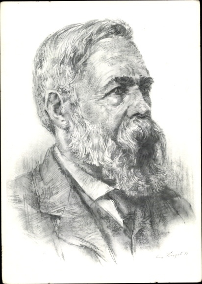 Artist Postcard Augst, Friedrich Engels, socialist politician, social theorist