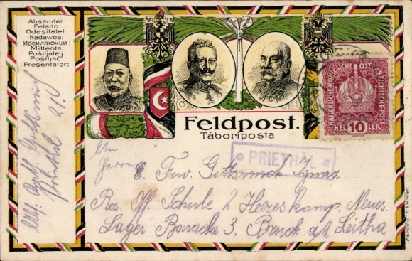 PC field PC of the Imperial and Royal Army, World War I, Triple Alliance, Kaiser Wilhelm II, Kaiser Franz Joseph I, Mehmed V