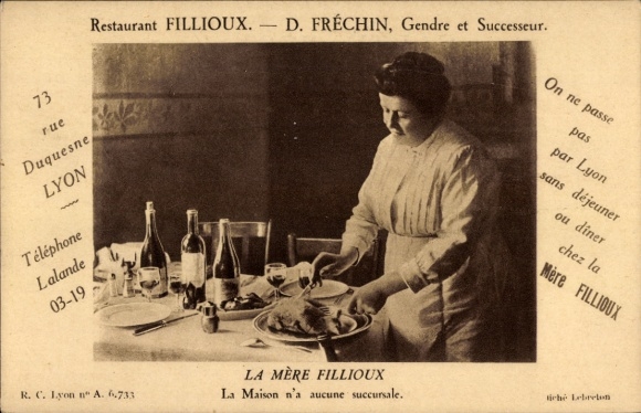 Postcard Lyon Rhône, Restaurant Fillioux, Mère Fillioux