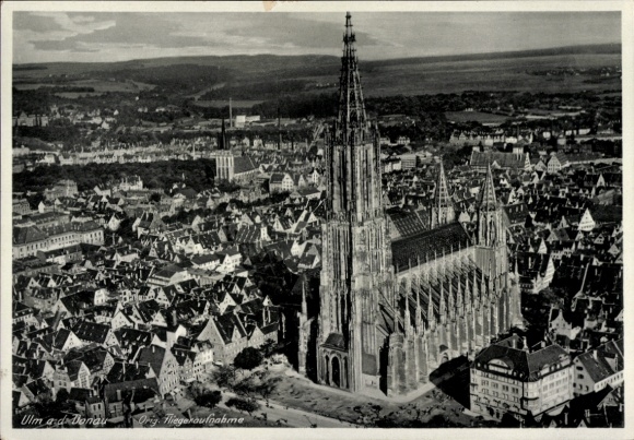 Ak Ulm an der Donau, Münster, Fliegeraufnahme