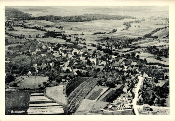 Postcard Brettheim Rot am See Württemberg, aerial photograph