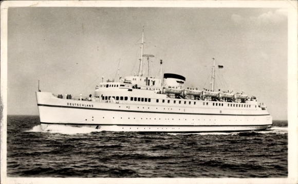Ak Bundesbahn volle zeeveerboot Duitsland