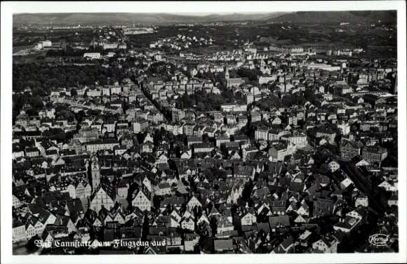 Postcard Bad Cannstatt Stuttgart in Württemberg, Rosenstein Castle, aerial photograph of architecture, st
