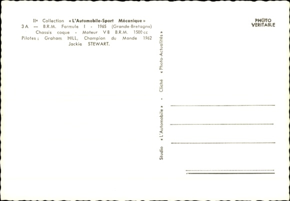 Ak Formule 1-racewagen BRM 1965 Graham Hill Formule 1-wereldkampioen 1962