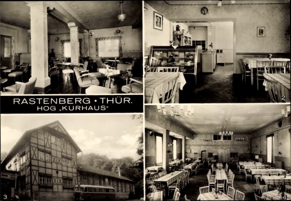 Ak Rastenberg in Thüringen, HOG-Kurhaus, Gesellschaftszimmer, Gaststube, Speisesaal, Außenansicht