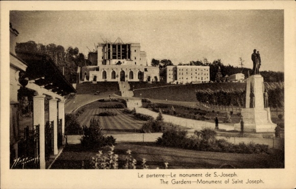 KP Montreal Quebec Kanada, ogród z pomnikiem św. Józefa, oratorium, statua, historyczny