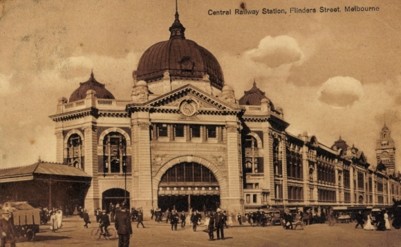 Postcard Melbourne Australia, Central Station, Flinders Street
