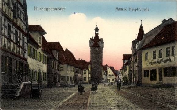 Postcard Herzogenaurach in Middle Franconia, Mittlere Hauptstraße