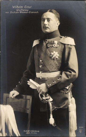Postcard Grand Duke Wilhelm Ernst of Saxony Weimar Eisenach, portrait in uniform, Liersch 2224