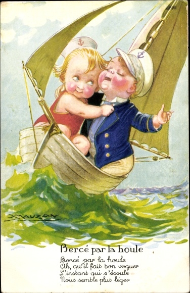 Artist PC children, lovers, sailing, Berce par la houle