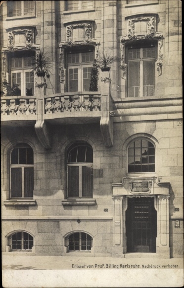 Art Nouveau PC Karlsruhe in Baden, partial view of a building, architect Hermann Billing