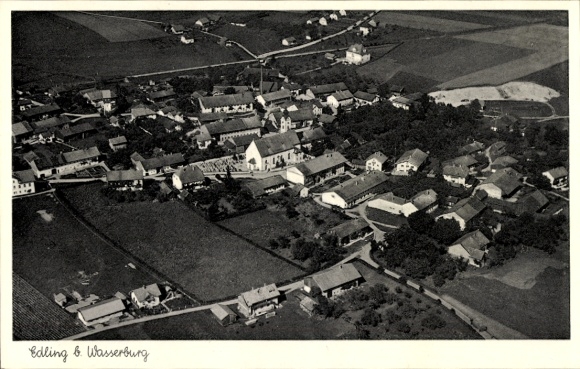 Postcard Edling in Upper Bavaria, aerial photograph