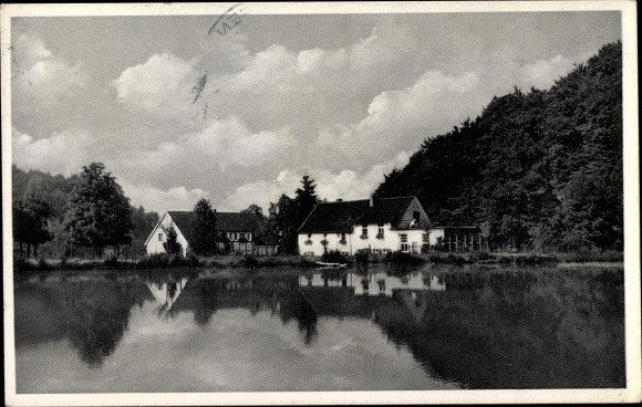 Postcard Leichlingen in the Rhineland, Hasensprungmühle, water game