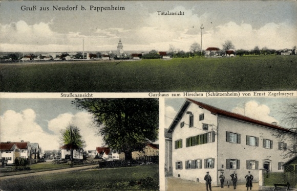 KP Neudorf Pappenheim w środkowej Frankonii, Gasthaus zum Hirschen, Schützenheim, widok całkowity