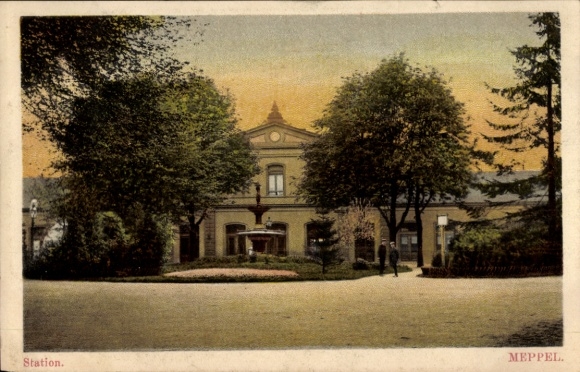 Postcard Meppel Drenthe Netherlands, Station