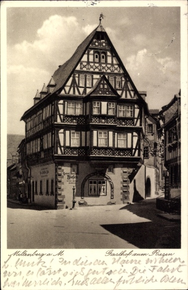 Postcard Miltenberg am Main in Lower Franconia, Gasthof zum Riesen