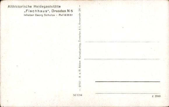 Postcard Dresden Neustadt, Restaurant Fischhaus, Dresdner Heide