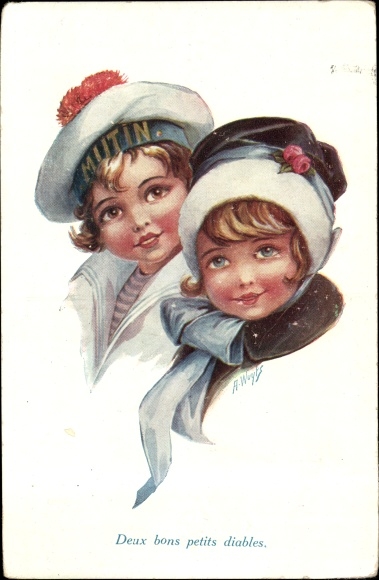 Artysta KP Wuyts, A., Deux bons petits diables, dwie dziewczyny, portret