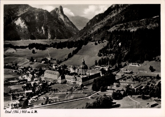 Ak Ettal Oberbayern, Luftaufnahme
