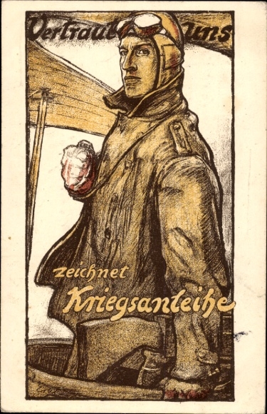 Artist Postcard Erler, And you?, Subscribes to war bonds, fighter pilot