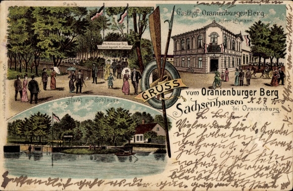 Chromo-Litho Sachsenhausen Oranienburg, Gasthof Oranienburger Berg, owner Albert Lehmann, Havel, lock