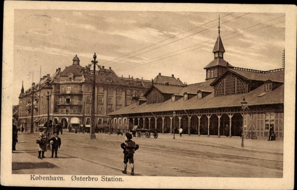 Postcard København Copenhagen Denmark, Osterbro station