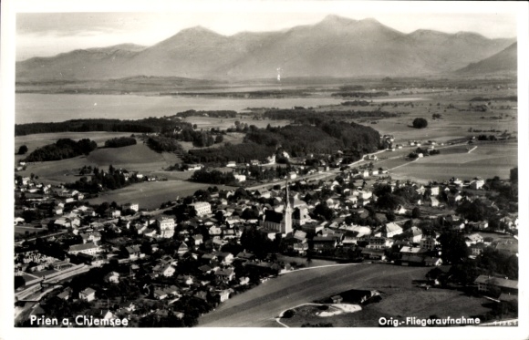 Postcard Prien am Chiemsee Upper Bavaria, aerial photograph