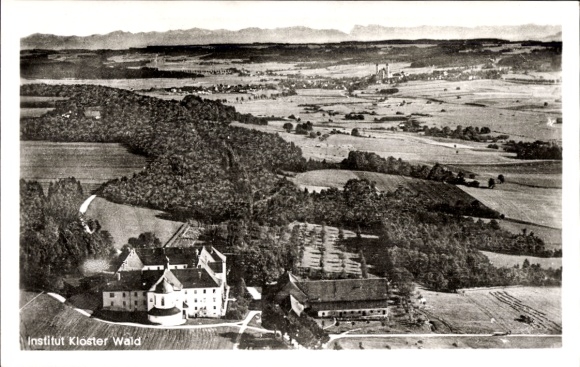 Ak Wald Hohenzollern, Kloster Wald, Luftaufnahme des  weite Landschaft, Institut Kloster Wald
