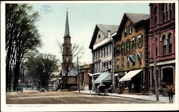 Ak Brattleboro Vermont de V.S., Hoofdstraat