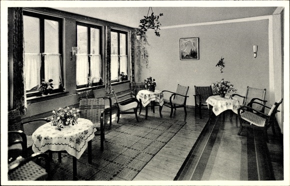 Postcard Stadtkyll in the Eifel, convalescent home for mothers, St. Marienhaus, porch
