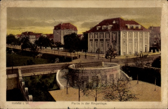 Postcard Hamm in Westphalia, game in the Ringanlage