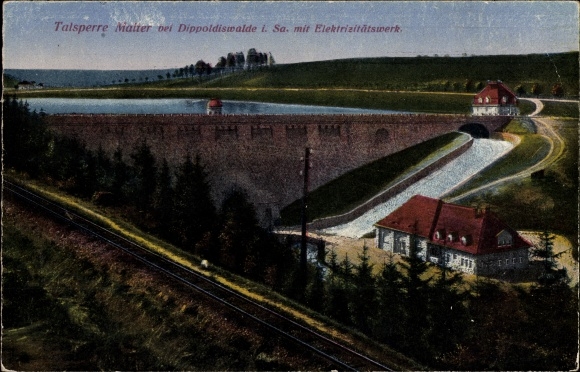 Postcard Malter Dippoldiswalde in Saxony, Malter dam with power station