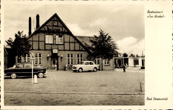 Ak Bad Bramstedt in Holstein, Restaurant Im Winkel, Tankstelle, Autos, Inh. Erika Höppel