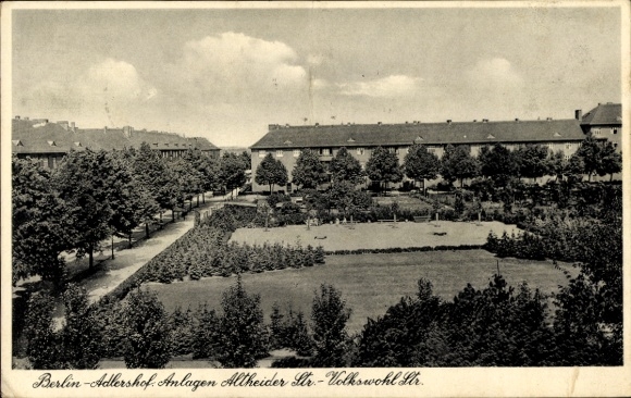 Postcard Berlin Treptow Adlershof, facilities Altheider Straße, Volkswohlstraße
