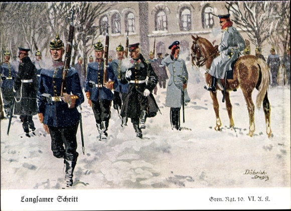 Artysta Ak Döbrich-Steglitz, Slow Step, Gren Regt 10 IV Ak